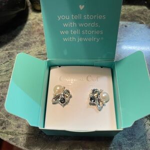 Origami Owl Silver and Pearl Earrings